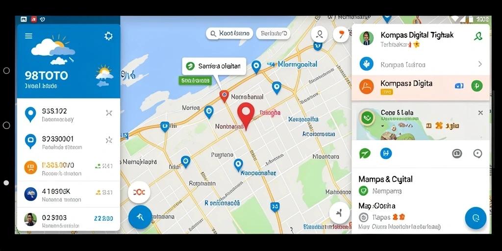 Antarmuka pengguna 98TOTO menampilkan kompas digital yang responsif dan modern.