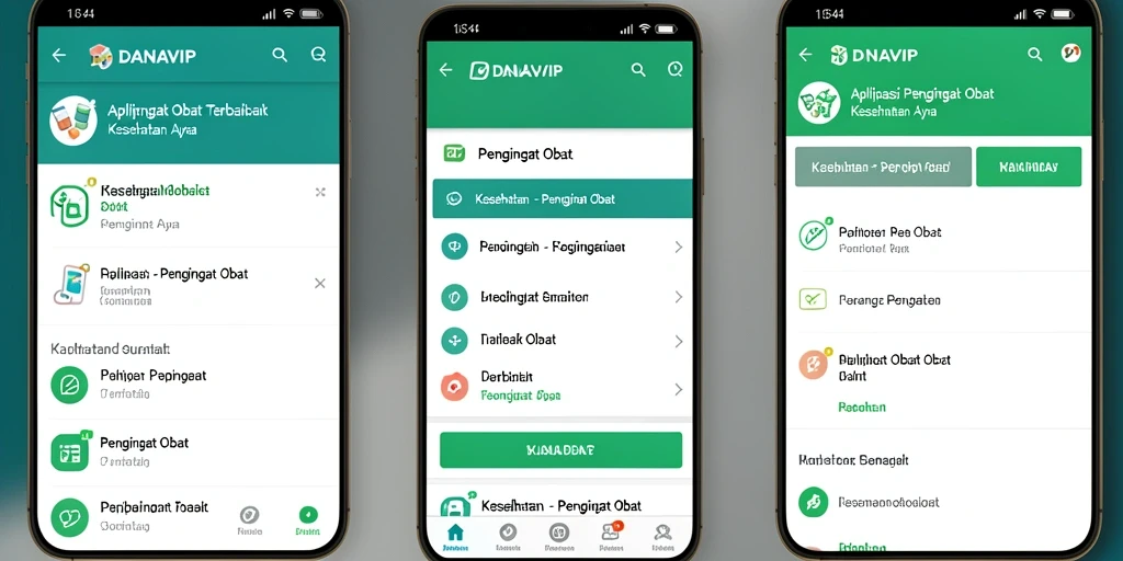 Tampilan antarmuka pengguna DANAVIP yang memudahkan pengingat obat.