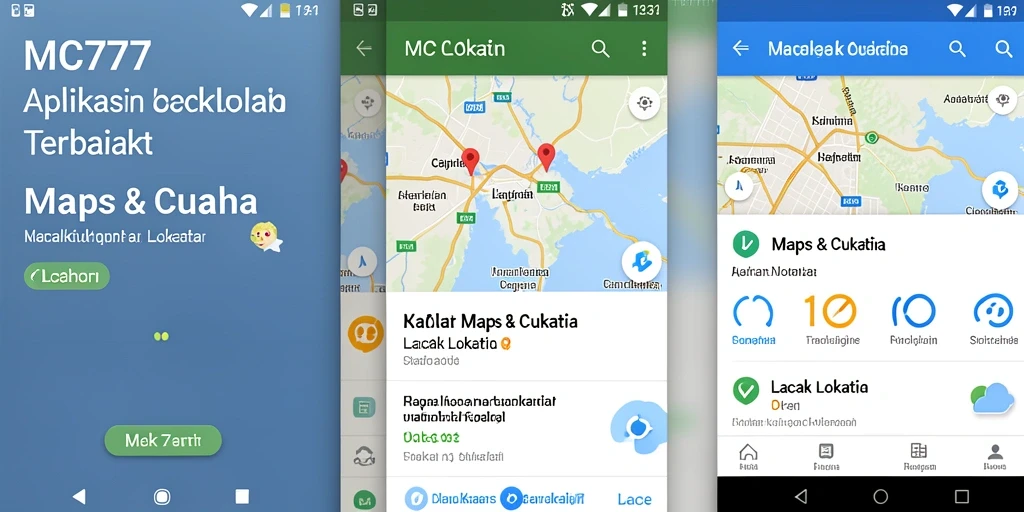 Antarmuka dan fungsi Lacak Lokasi aplikasi MC777.