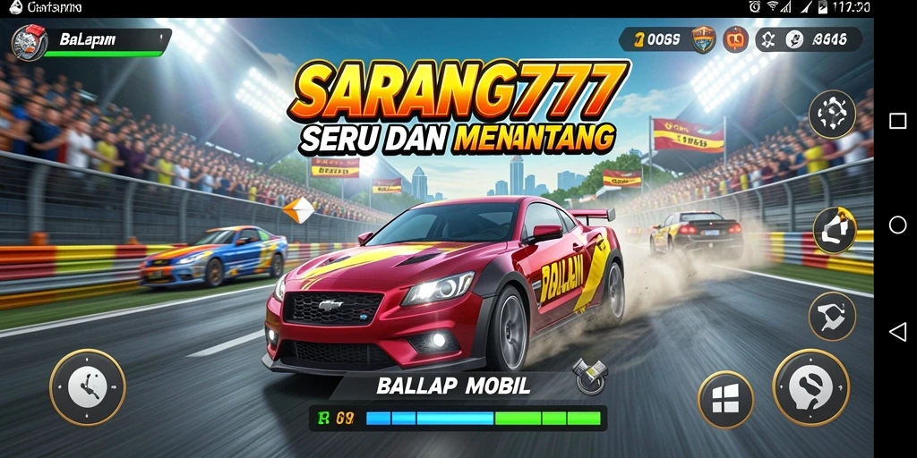 Tampilan antarmuka game Balap Mobil SARANG777 yang menarik.