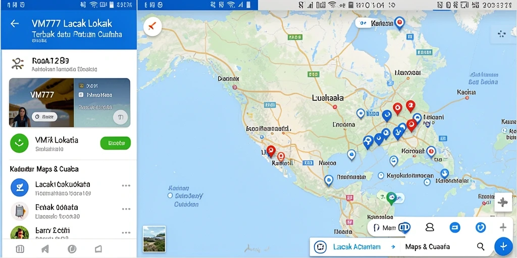 Antarmuka aplikasi VM777 yang sederhana untuk lacak lokasi.
