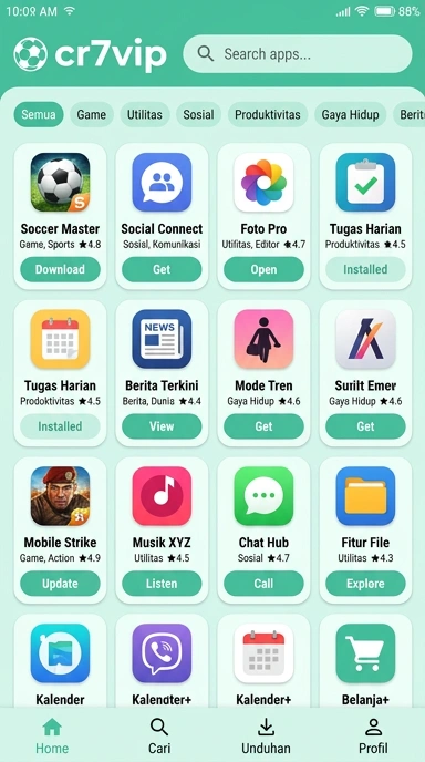 Tampilan katalog aplikasi cr7vip