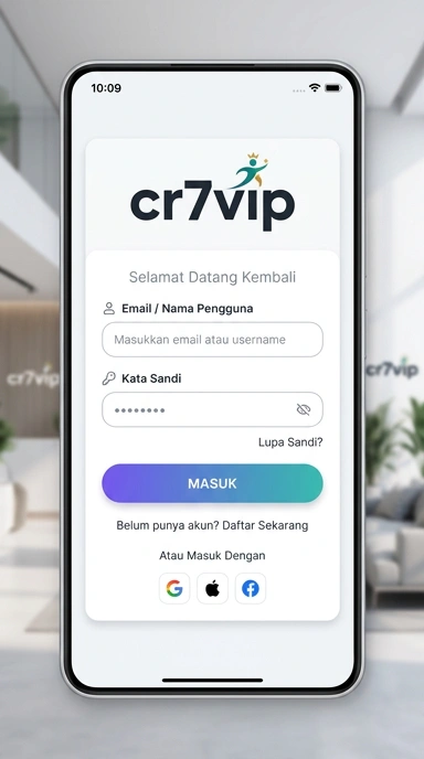 Tampilan halaman login cr7vip